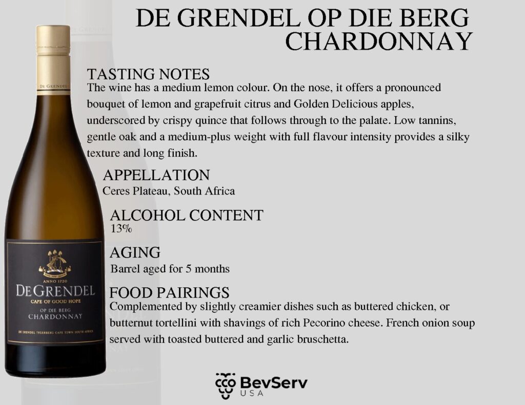 New Brochure De Grendel Op DIE Berg Chardonnay