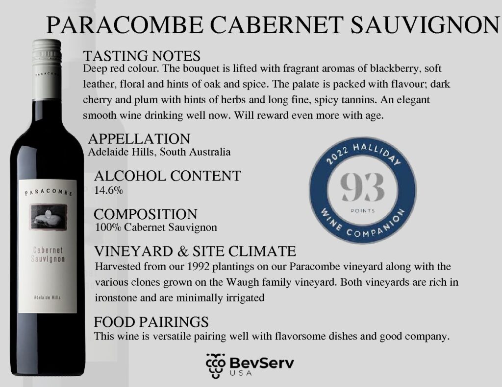 New Brochure Paracombe Cabernet Sauvignon