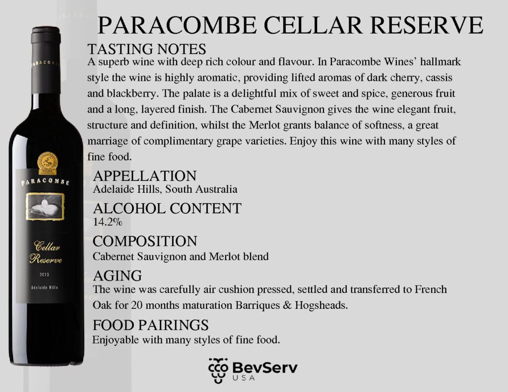 New Brochure Paracombe Cellar Reserve